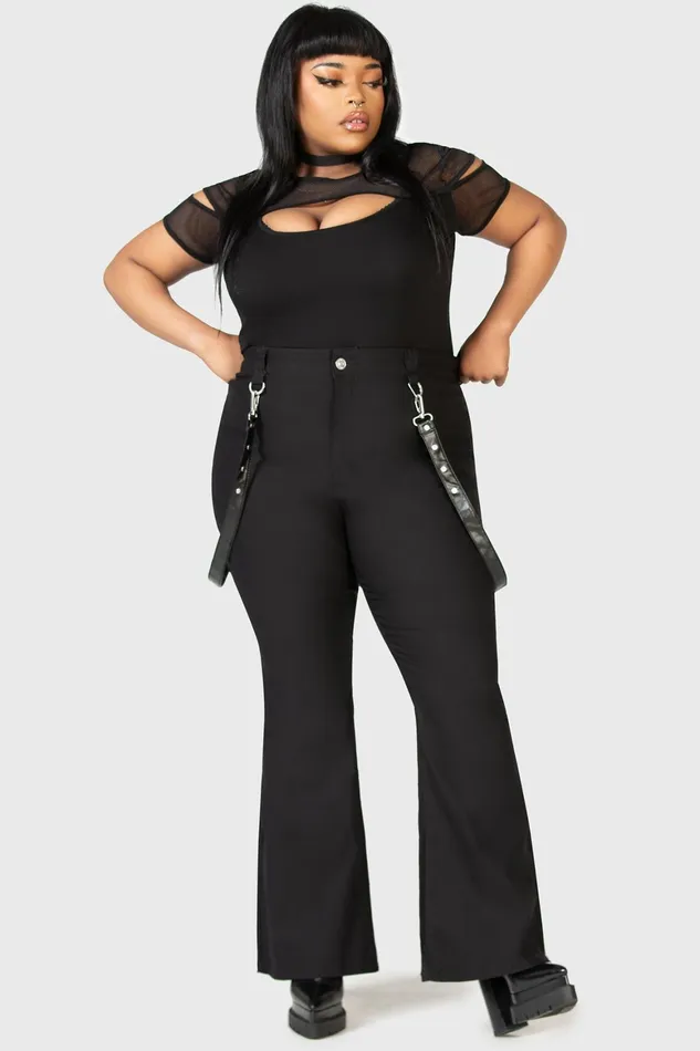 Killstar Cutout Bondage Trousers Women Trousers and Jeans