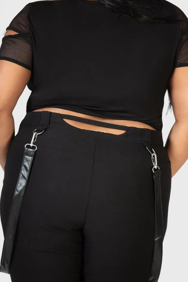 Killstar Cutout Bondage Trousers Women Trousers and Jeans