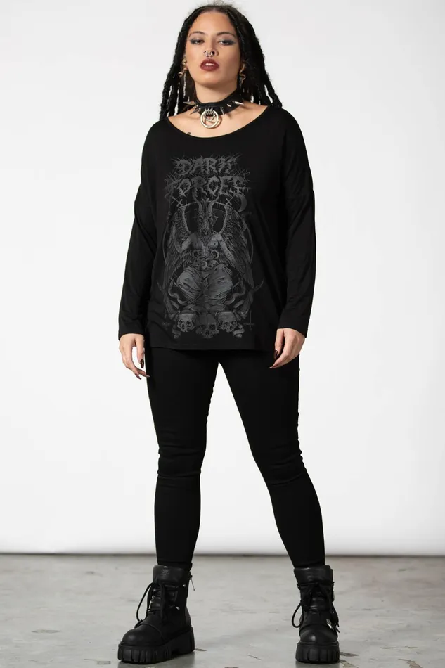 Killstar Dark Forces Boatneck Top Women Long Sleeves