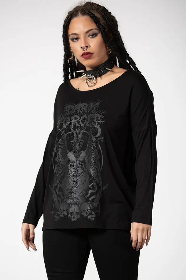 Killstar Dark Forces Boatneck Top Women Long Sleeves