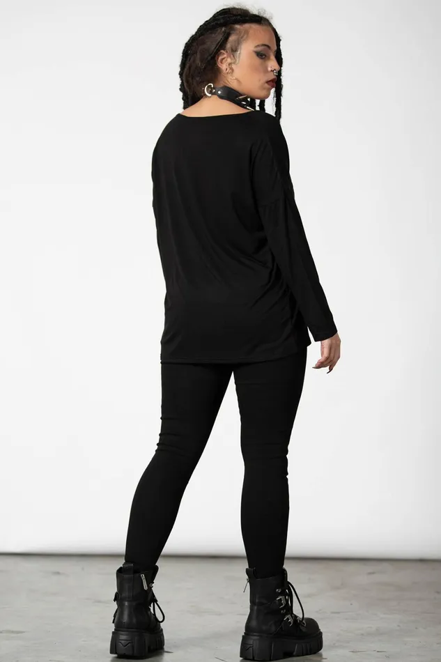 Killstar Dark Forces Boatneck Top Women Long Sleeves