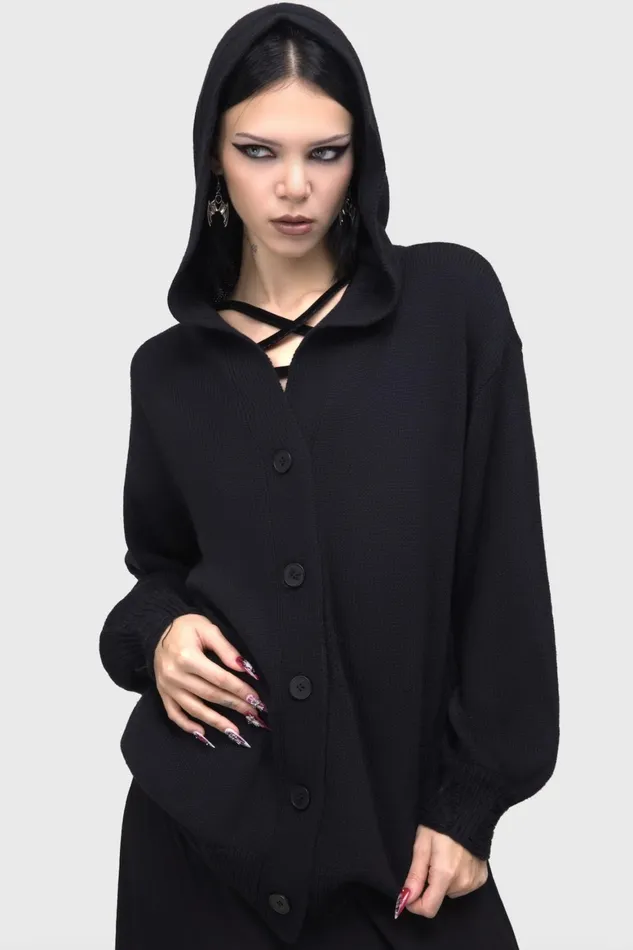 Killstar Darkmoor Academy Hooded Cardigan Women Cardigans