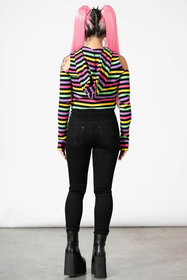 Killstar Dazzle Daze Hooded Top Women Crop