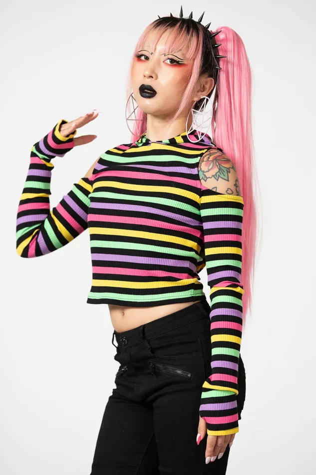 Killstar Dazzle Daze Hooded Top Women Crop
