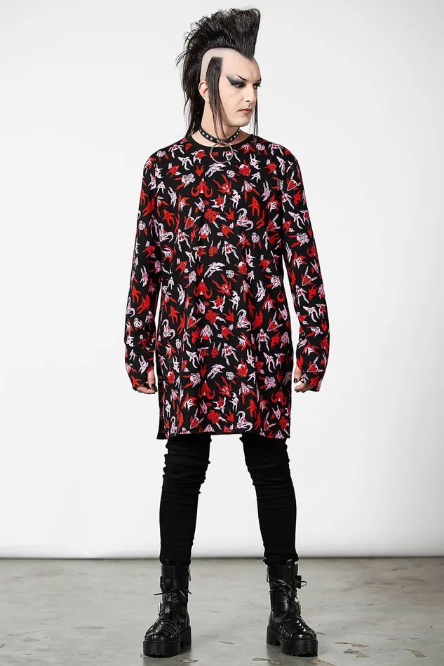 Killstar Demoniac Long Sleeve Top Men Long Sleeves