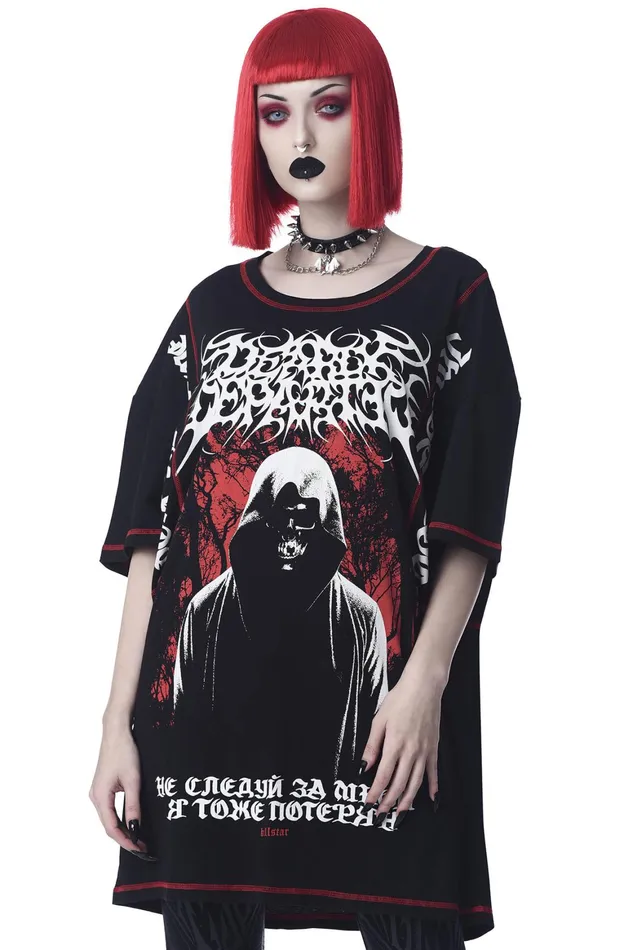 Killstar Departed Oversized Top Men TShirts and Vests