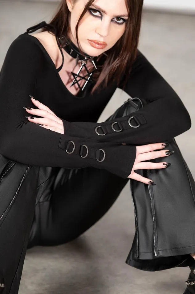 Killstar Desolate Cold Shoulder Top Women Long Sleeves