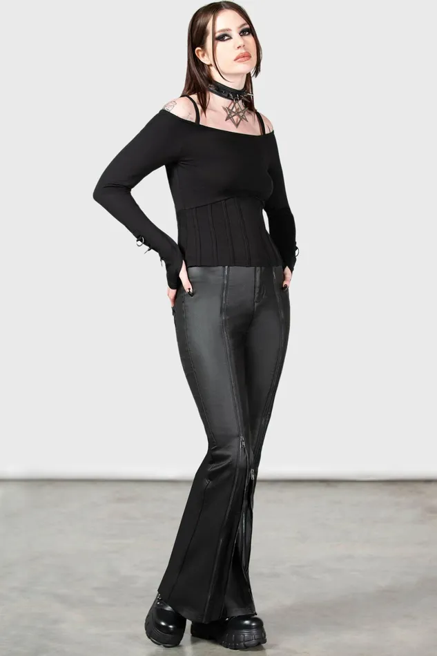 Killstar Desolate Cold Shoulder Top Women Long Sleeves