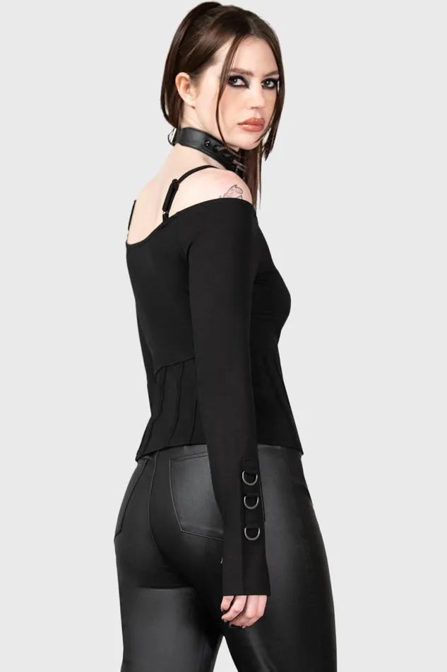 Killstar Desolate Cold Shoulder Top Women Long Sleeves
