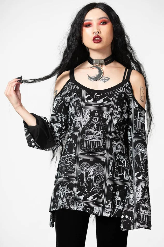 Killstar Destiny ColdShoulder Top Women Long Sleeves