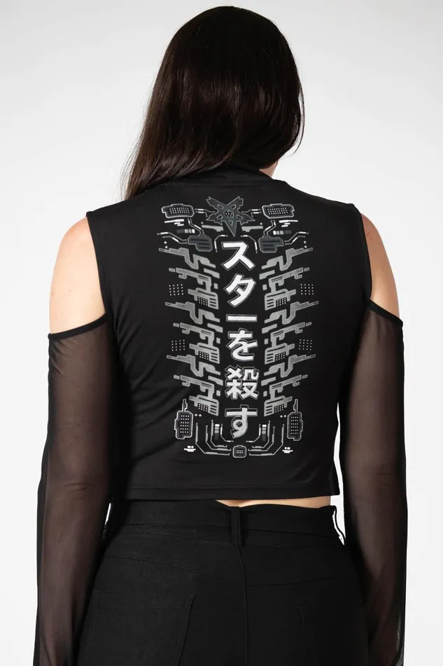 Killstar Devil039s Voice Cold Shoulder Top Women Long Sleeves
