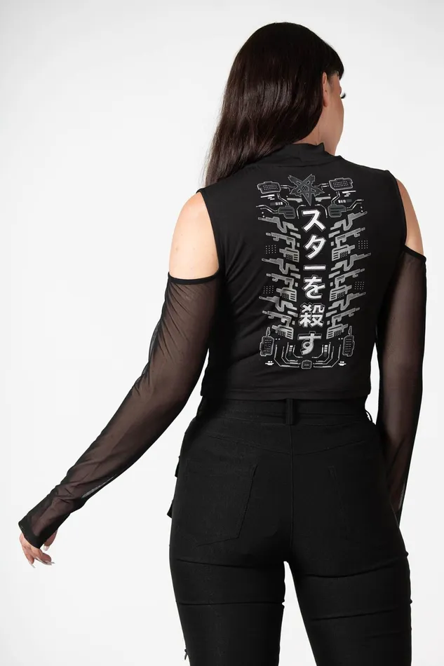 Killstar Devil039s Voice Cold Shoulder Top Women Long Sleeves