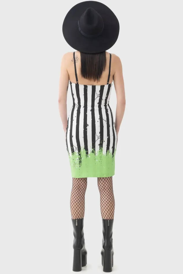 Killstar Distressed Stripe Bodycon Dress Women Mini