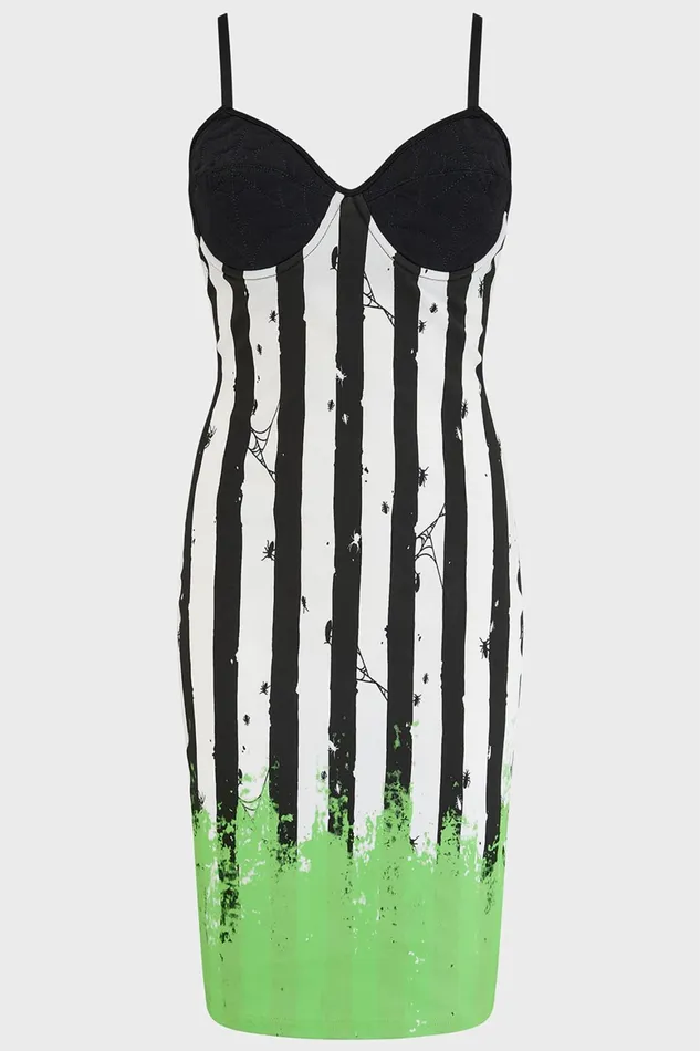 Killstar Distressed Stripe Bodycon Dress Women Mini