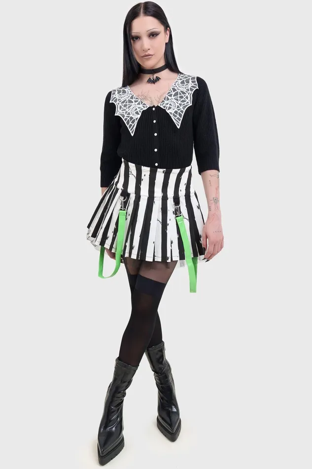 Killstar Distressed Stripe Pleated MiniSkirt Women Mini Skirts
