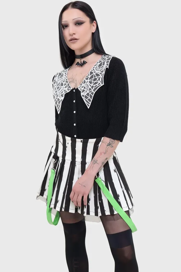 Killstar Distressed Stripe Pleated MiniSkirt Women Mini Skirts