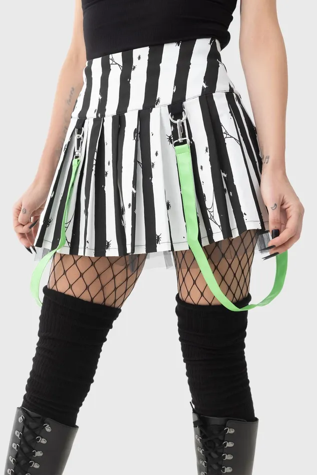 Killstar Distressed Stripe Pleated MiniSkirt Women Mini Skirts
