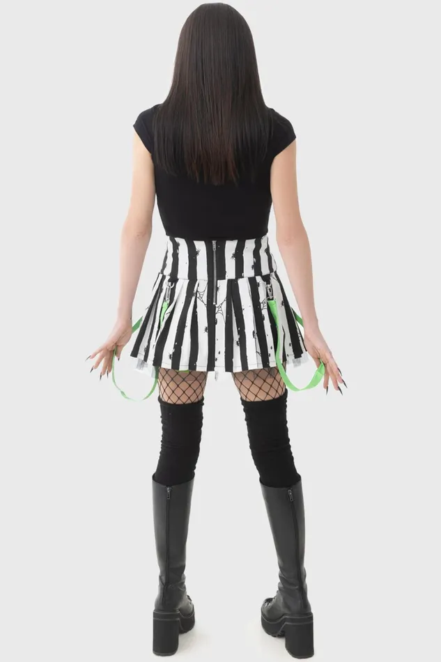 Killstar Distressed Stripe Pleated MiniSkirt Women Mini Skirts