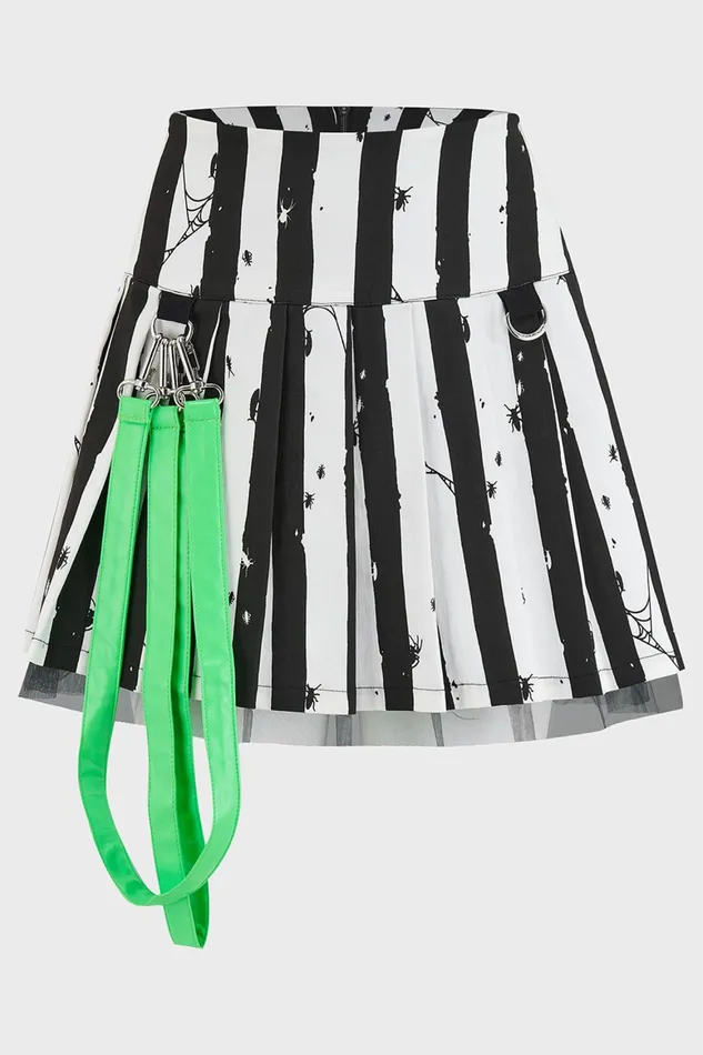Killstar Distressed Stripe Pleated MiniSkirt Women Mini Skirts