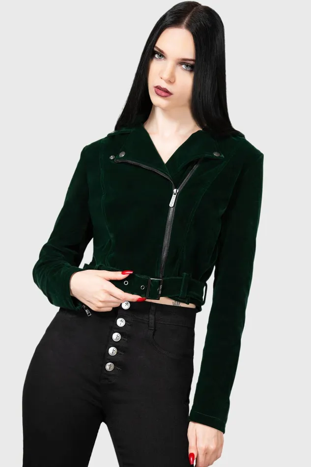 Killstar Emerald Goddess Biker Jacket Women Jackets and Coats