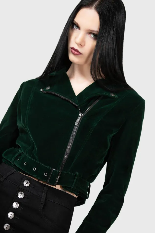 Killstar Emerald Goddess Biker Jacket Women Jackets and Coats