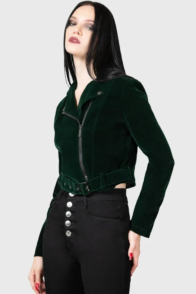 Killstar Emerald Goddess Biker Jacket Women Jackets and Coats