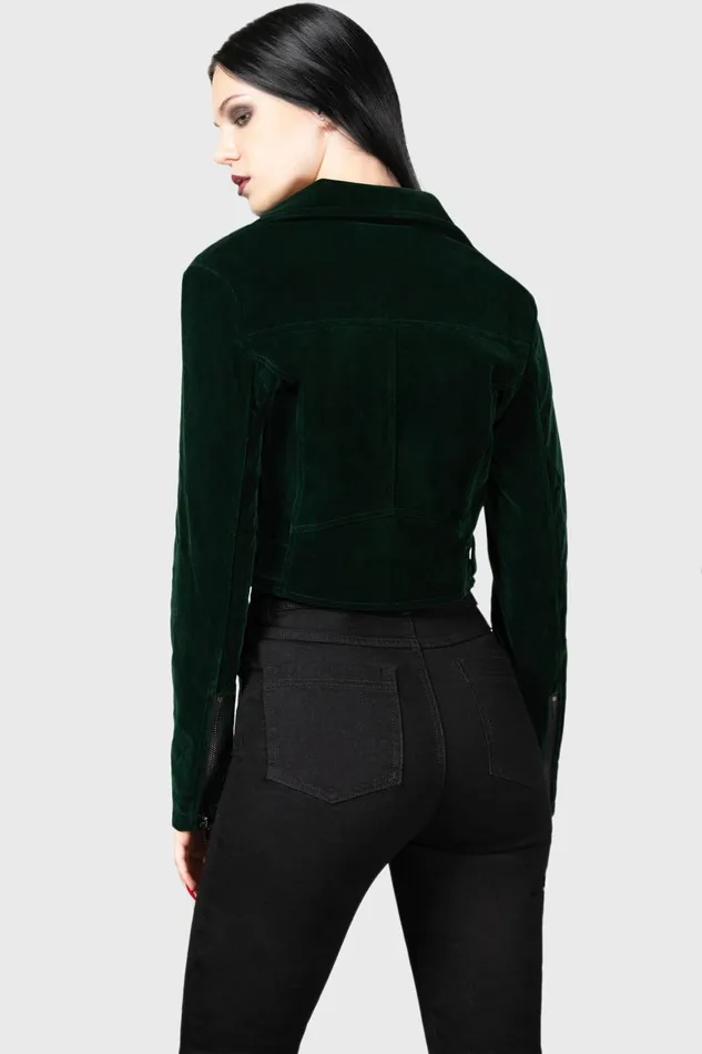 Killstar Emerald Goddess Biker Jacket Women Jackets and Coats