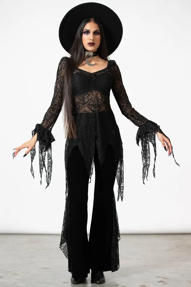 Killstar Faythe Lace Top Women Long Sleeves