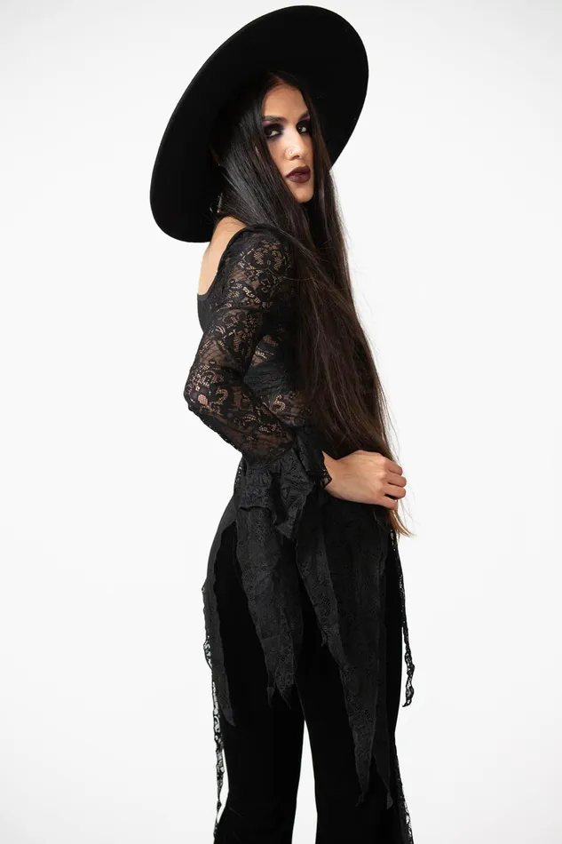 Killstar Faythe Lace Top Women Long Sleeves