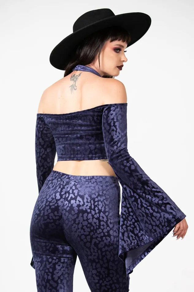 Killstar Felinology Crop Top PLUM Women Going Out