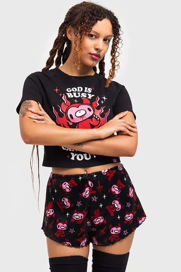 Killstar Gloomy Horns Lounge Shorts Women Shorts