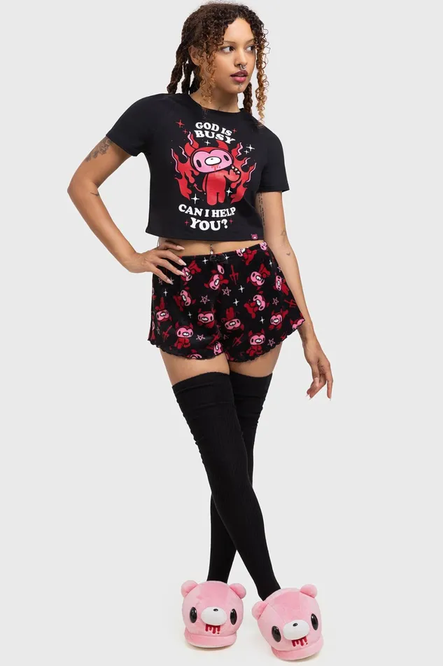Killstar Gloomy Horns Lounge Shorts Women Shorts