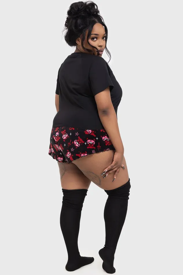 Killstar Gloomy Horns Lounge Shorts Women Shorts