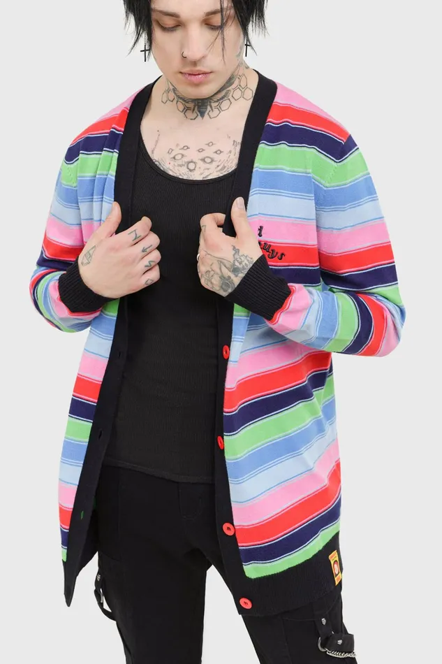 Killstar Good Guys Finish Last Knit Cardigan Men Knitwear