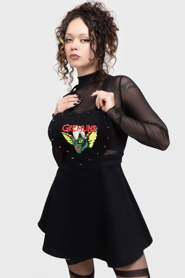 Killstar Gremlin Stripe Pinafore Dress Women Mini