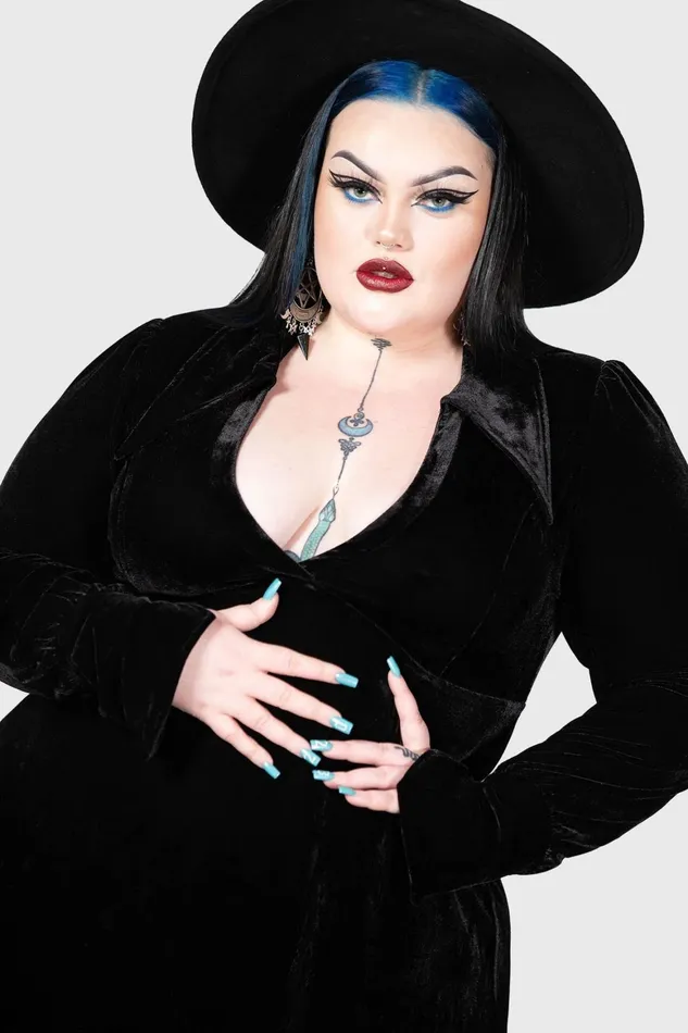 Killstar Hecate Velvet Plunge Dress Women Mini