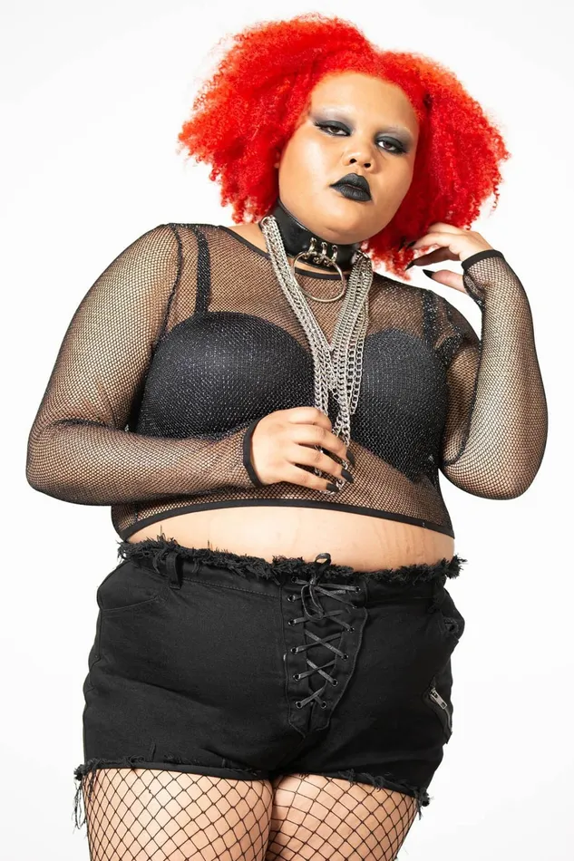 Killstar Hellia Fishnet Top Women Crop