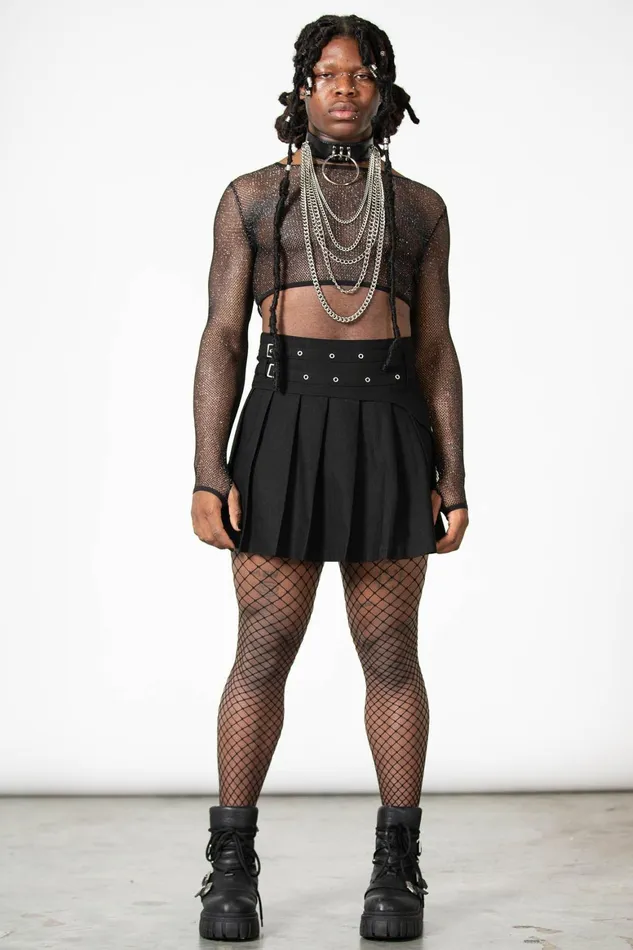 Killstar Hellia Fishnet Top Women Crop