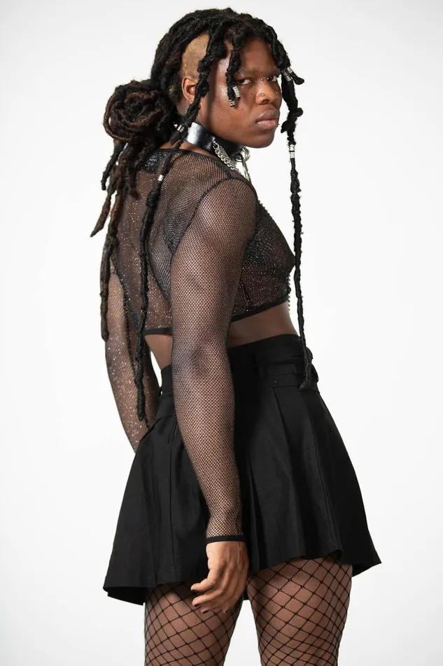 Killstar Hellia Fishnet Top Women Crop