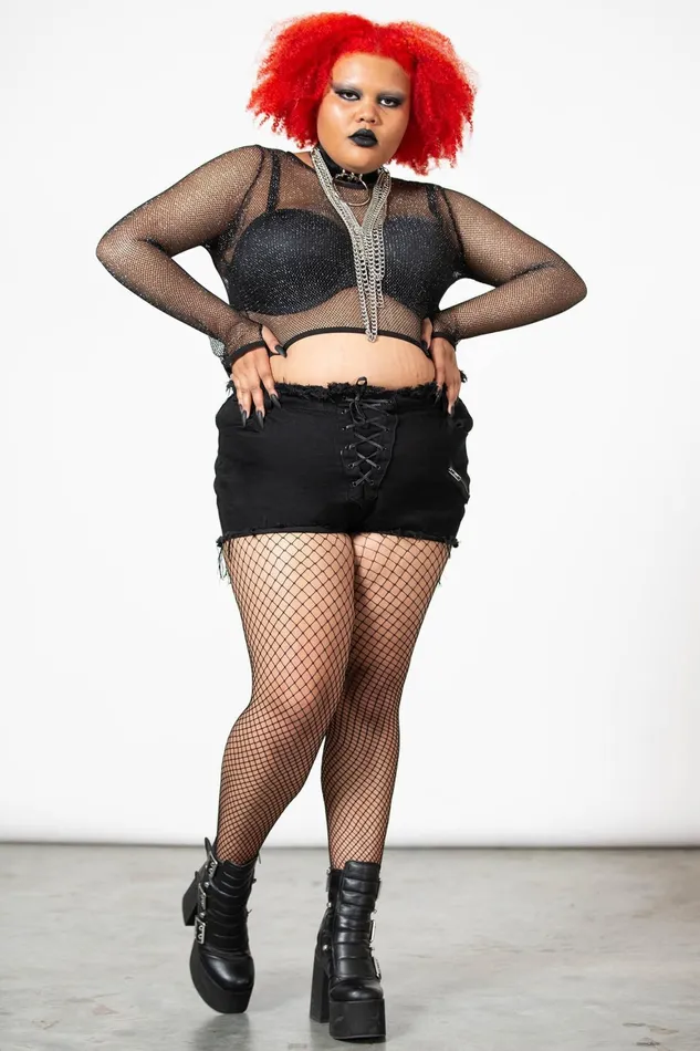 Killstar Hellia Fishnet Top Women Crop