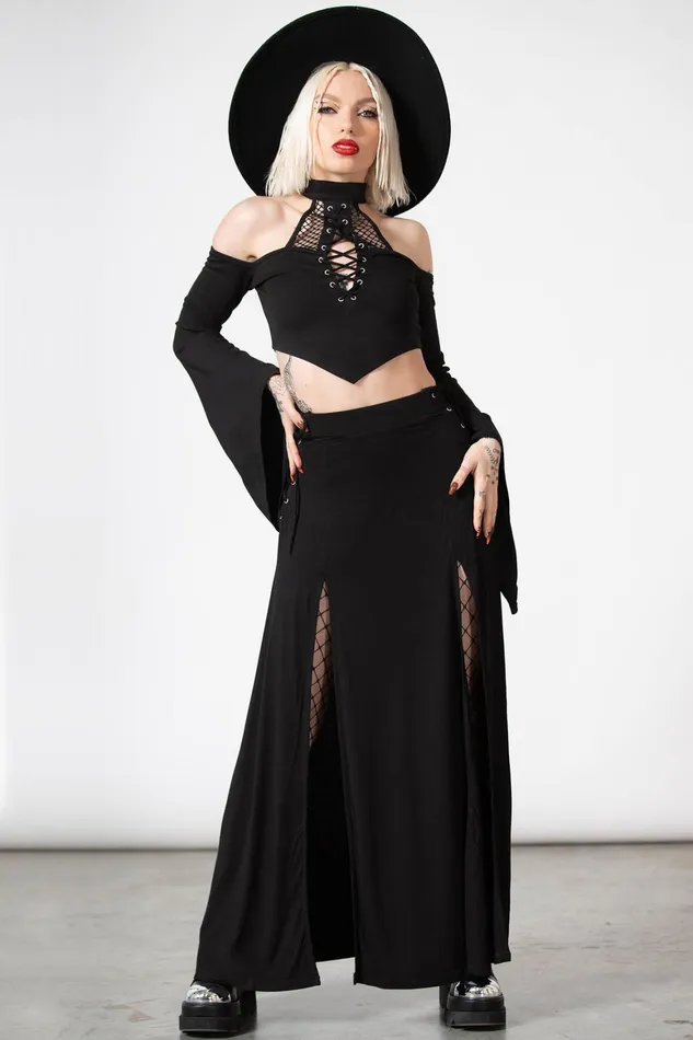 Killstar Hellverina Split Maxi Skirt Women Maxi Skirts