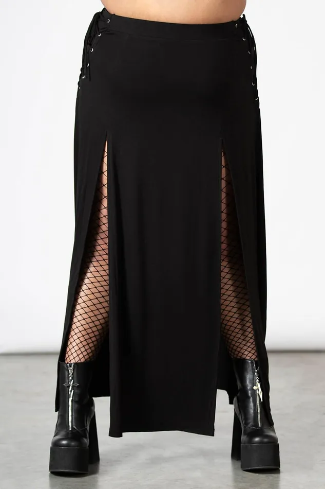 Killstar Hellverina Split Maxi Skirt Women Maxi Skirts