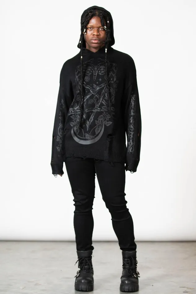 Killstar Hyperion Hooded Knit Sweater Women Sweaters