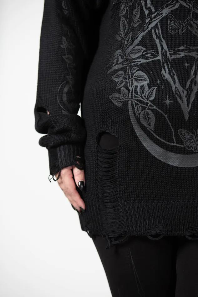 Killstar Hyperion Hooded Knit Sweater Women Sweaters