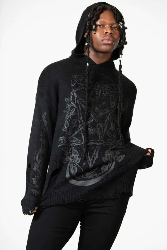 Killstar Hyperion Hooded Knit Sweater Women Sweaters