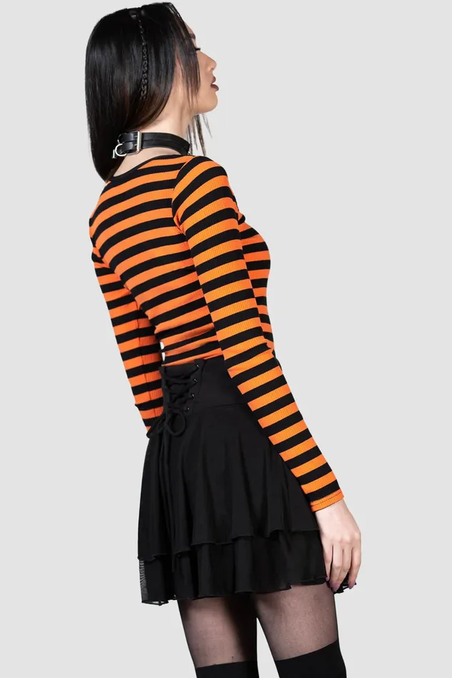 Killstar Izora Ribbed Top PUMPKIN Women Long Sleeves