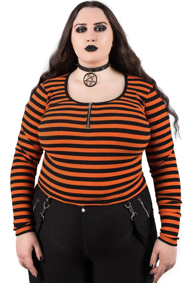 Killstar Izora Ribbed Top PUMPKIN Women Long Sleeves