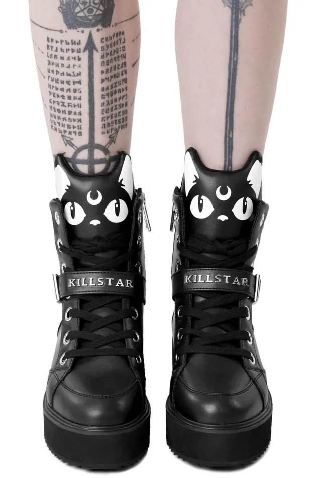 Killstar Keiko Kitty High Tops B Women Flats and Trainers