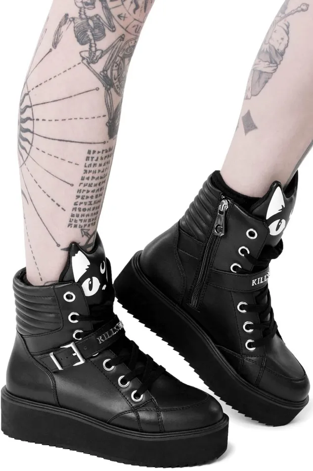 Killstar Keiko Kitty High Tops B Women Flats and Trainers