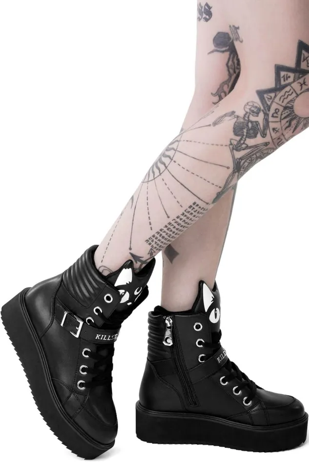Killstar Keiko Kitty High Tops B Women Flats and Trainers